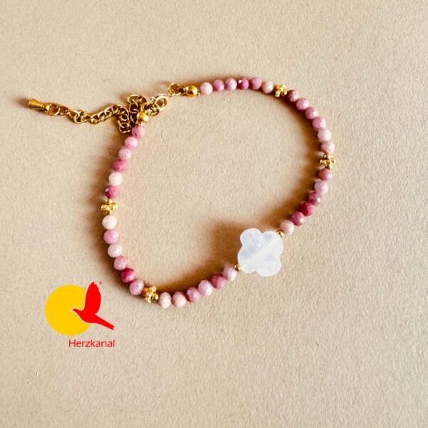 Rosenquarz Rhodonit Armband Rosalia vergoldet – Bild 4