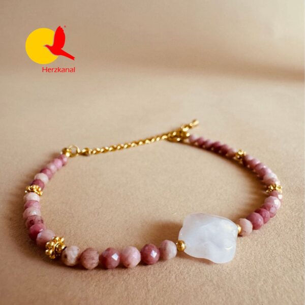 Rosenquarz Rhodonit Armband Rosalia vergoldet