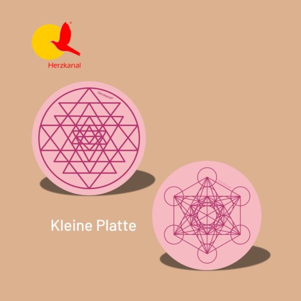 Holz-Aufstellplatte beidseitig bedruckt – Sri Yantra & Metatron klein
