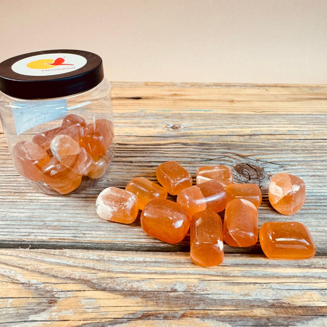 Honigcalcit Trommelstein