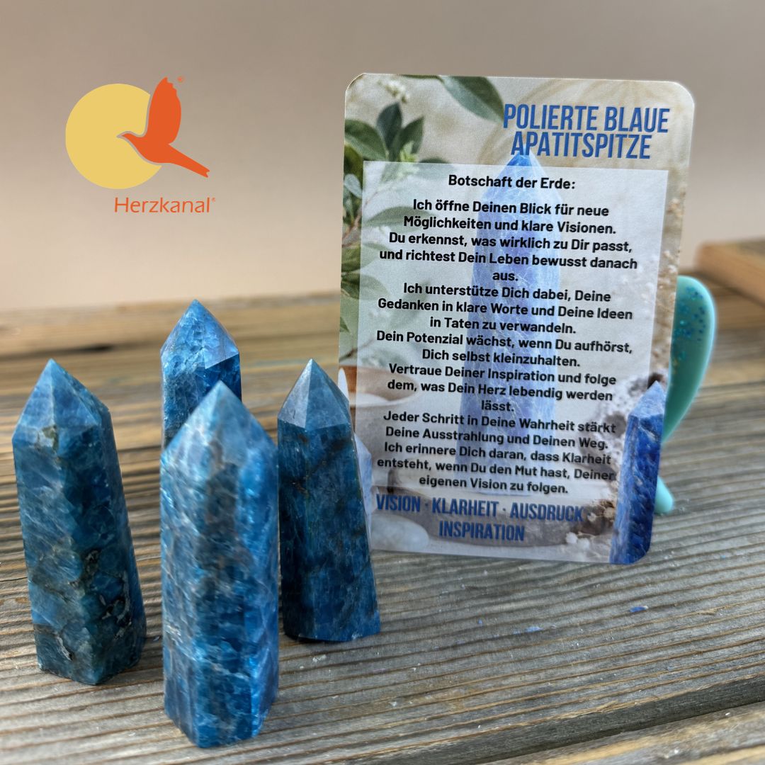 Blaue Apatitspitze – Inspiration, Kommunikation & persönliche Entfaltung 50-70g