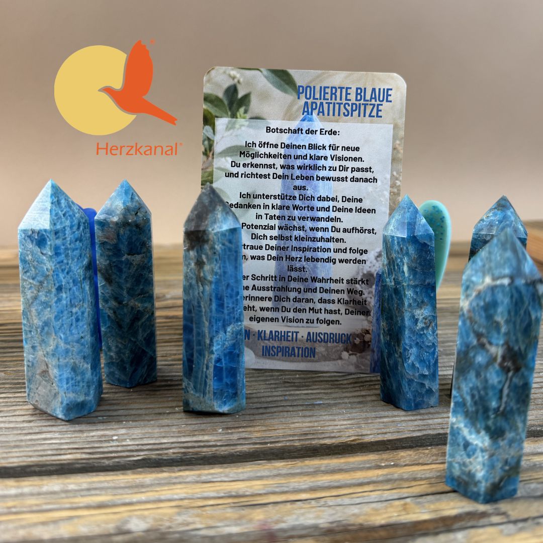 Blaue Apatitspitze – Inspiration, Kommunikation & persönliche Entfaltung 70-90g – Bild 3