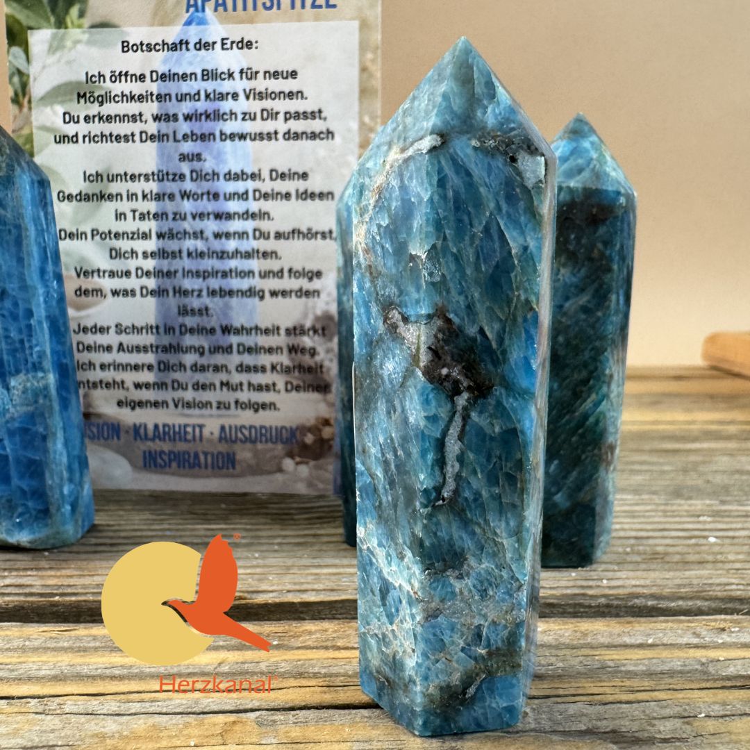Blaue Apatitspitze – Inspiration, Kommunikation & persönliche Entfaltung 70-90g – Bild 4