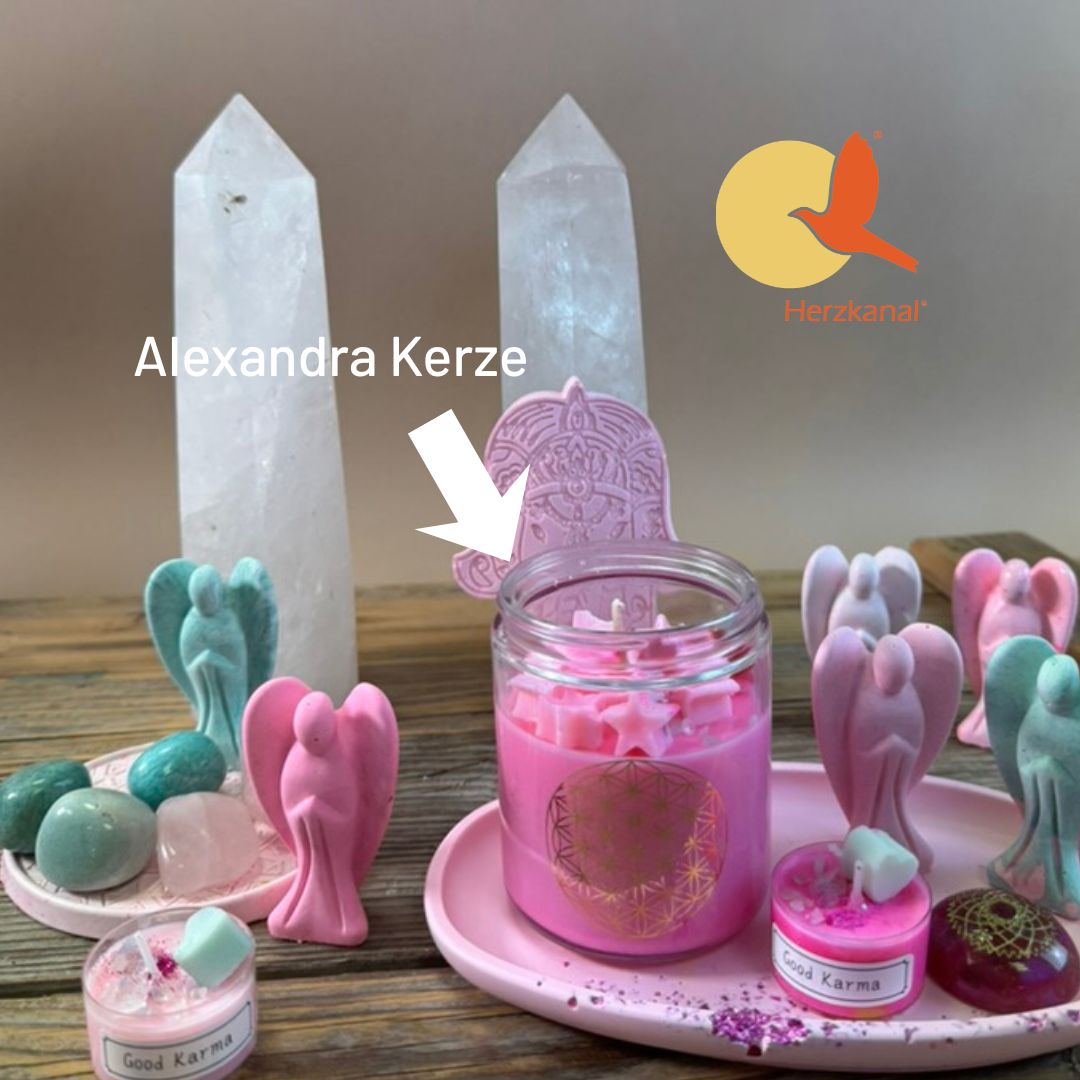 Alexandra Kerze: Handgefertigte Kerze mit Kristall-Chips | Herzkanal® – Bild 5